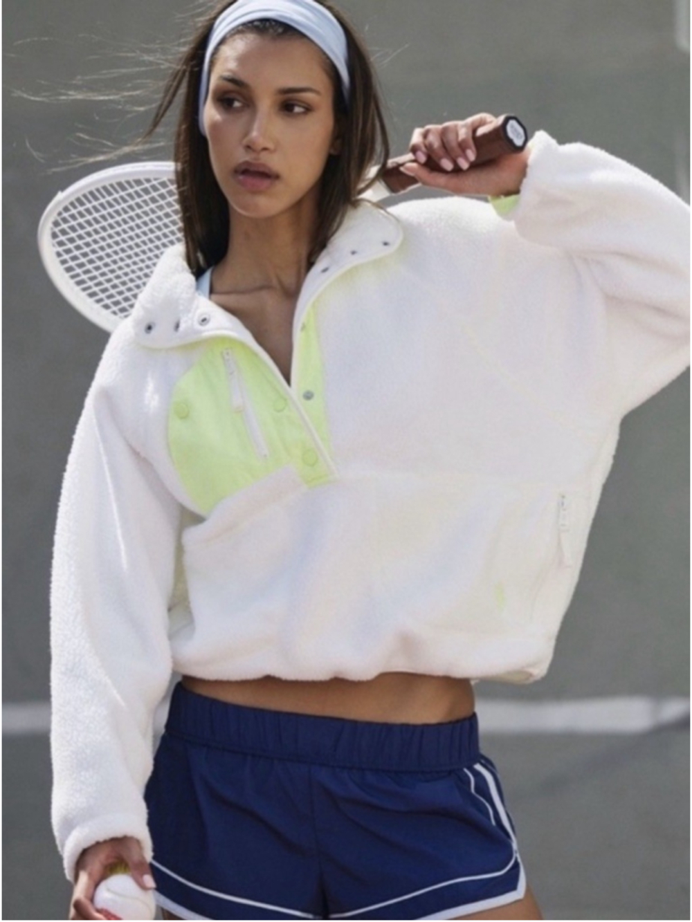 Free People Movement Hit The Slopes Women's Fleece White Size L Oversized Warm